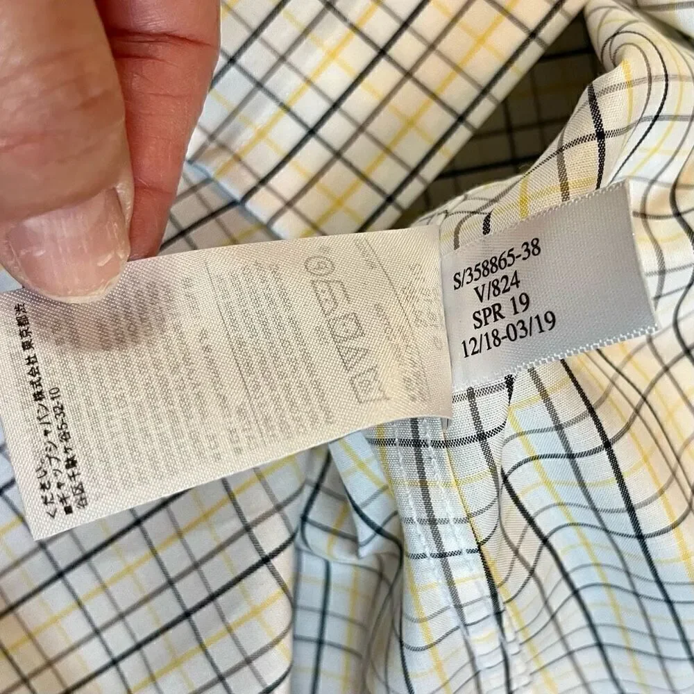 Banana Republic No-Iron Standard Fit Plaid Button Up Long Sleeve Shirt Large
